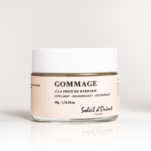 Gommage à la figue de barbarie : exfolie, hydrate et sublime votre peau avec des ingrédients naturels comme l'huile d'argan et le beurre de karité.